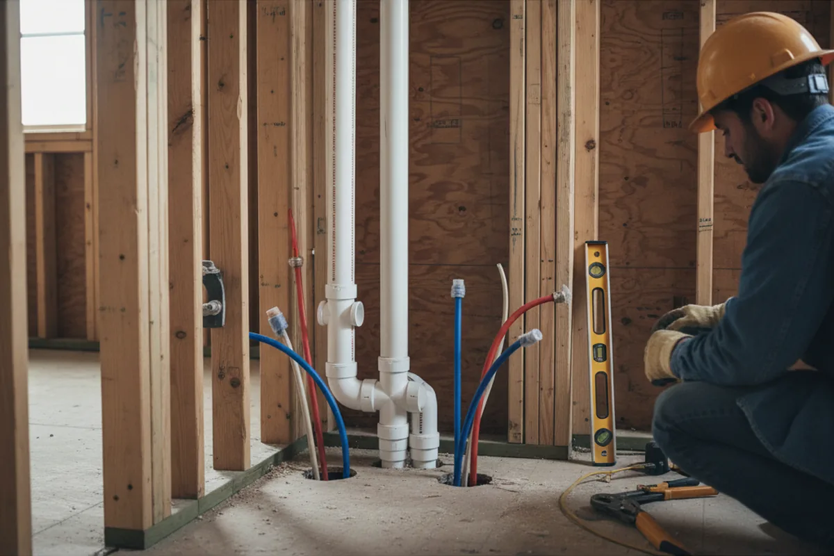 Drain and supply rough-in during Sump Pump Repair in Fort Howard