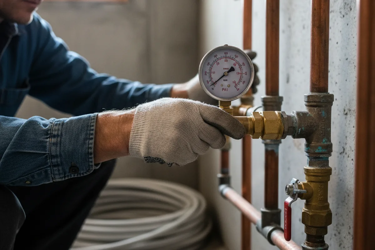 Pressure testing a repaired line during Water Line Repair in Fort Howard